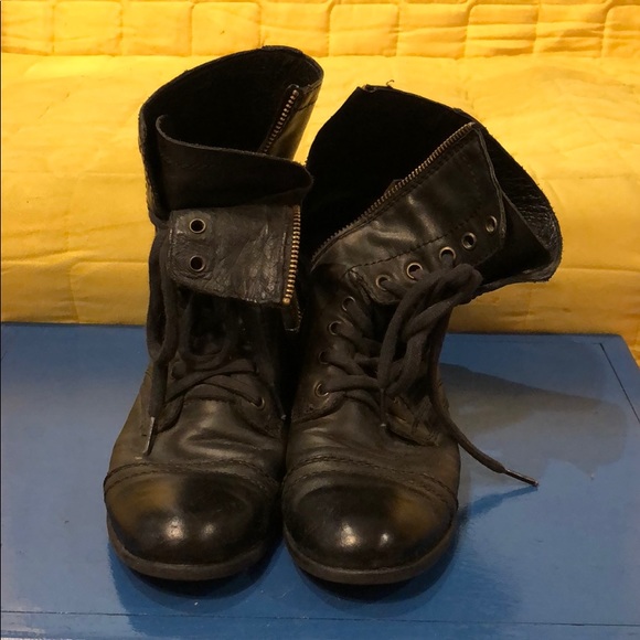 Black leather Steve Madden boots size 7 womens - Picture 1 of 7
